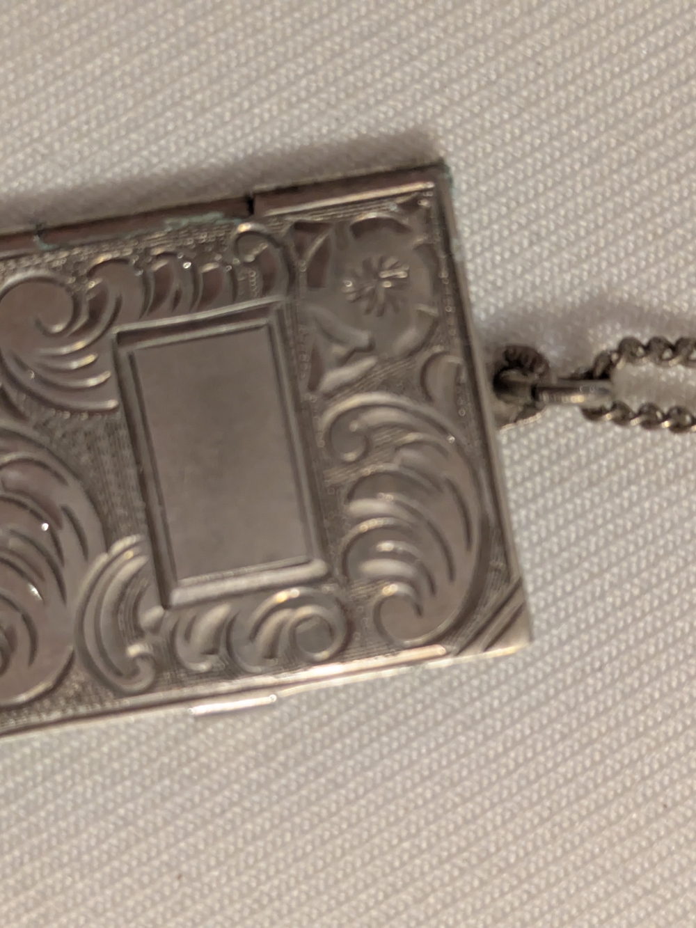 Engraved Silver-Tone Locket Pendant Necklace With Chain